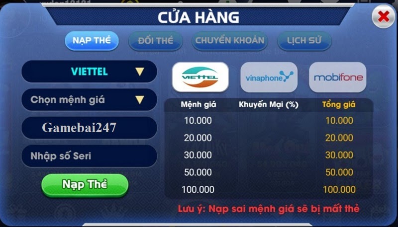Các phương thức thanh toán đa dạng dành cho người chơi tại V68 Club 