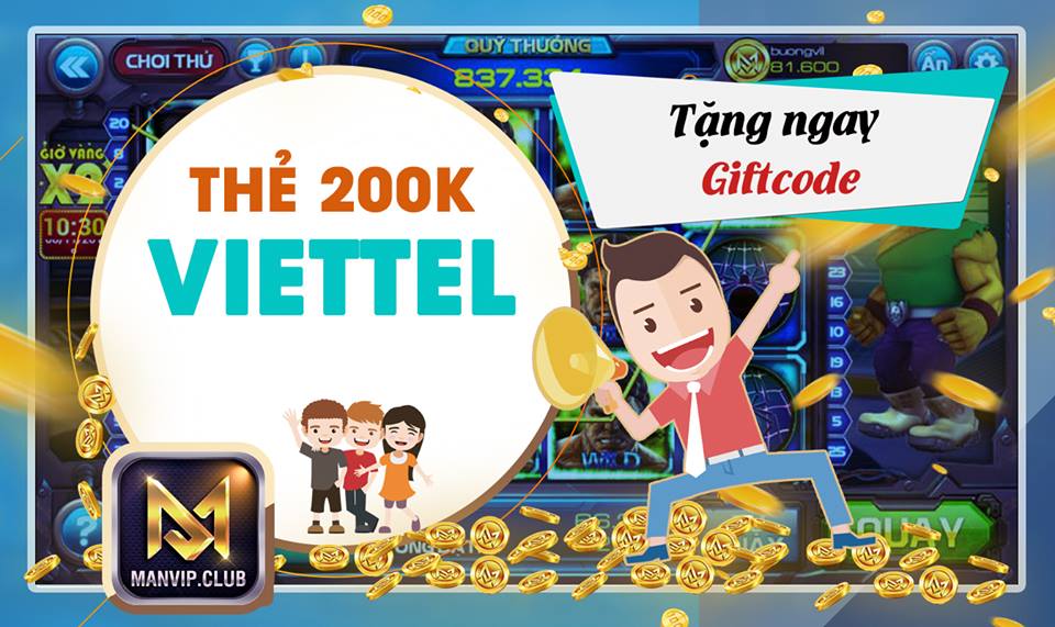Tặng Gift Code ManVIP CLub cho người chơi nạp thẻ