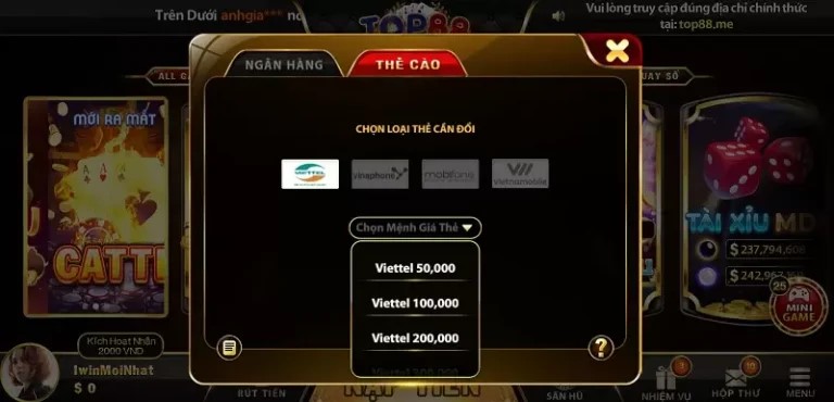 Hướng dẫn rút tiền Top88 dễ dàng sau khi thắng cược